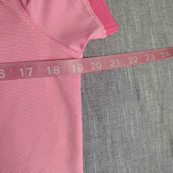 FJ Footjoy Shirt Womens Medium Pink White Striped Golf Polo First Tee PGA TOUR - Picture 9 of 11